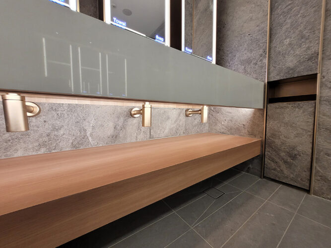 Product finish of a commercial washroom in Australia